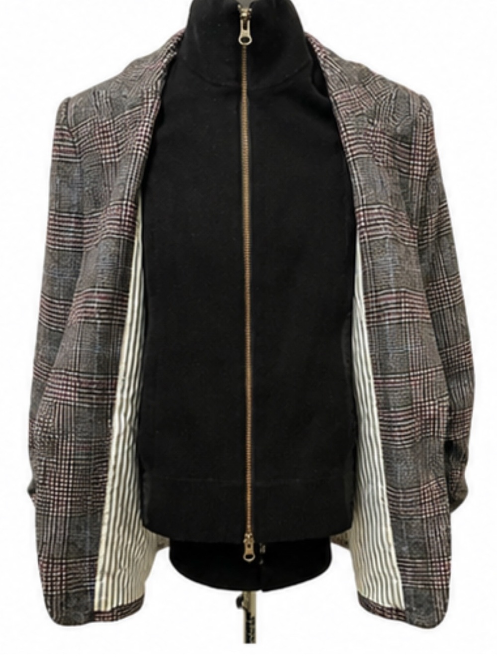 Veronica Beard Gray Glen Plaid women’s blazer with detachable inside zipper - Picture 3 of 4